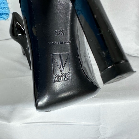 Tamara Mellon Black Patent Leather Almond Toe Pumps 37.5 - Picture 8 of 9